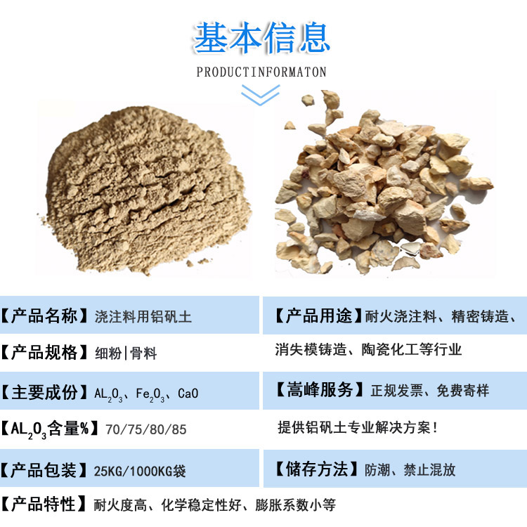 浇筑料铝矾土|熟料|细粉|骨料|价格|厂家图